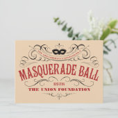 Vintager Stil Masquerade Ball Einladungen (Stehend Vorderseite)