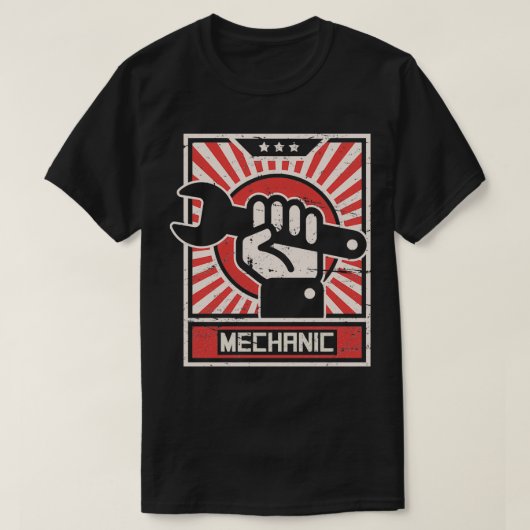 Vintager Stil MECHANIC Propaganda Poster T-Shirt (Design vorne)
