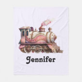 Vintager Stil mit rosa Dampfzug Fleecedecke (Vorderseite)