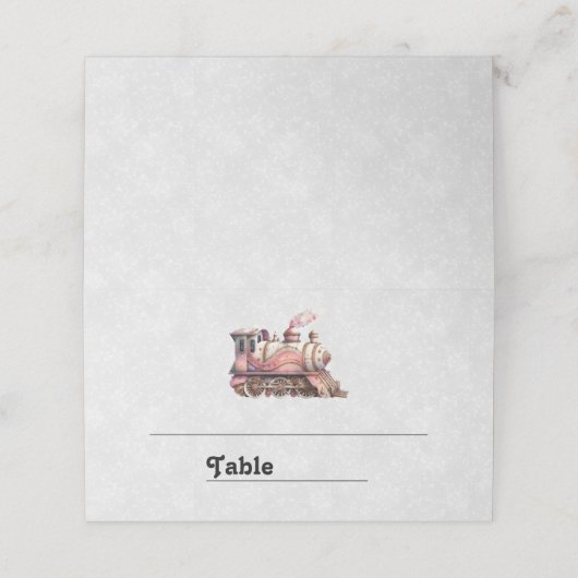 Vintager Stil mit rosa Dampfzug Platzkarte (Außenseite Aufgefaltet)