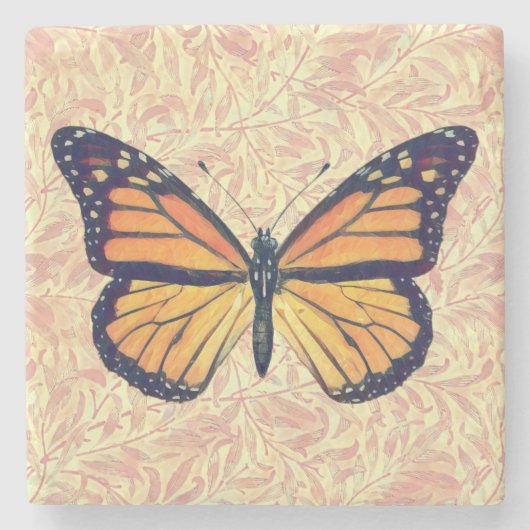 Vintager Stil Monarch Butterfly Art Untersetzer (Vorderseite)