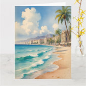 Vintager Stil Monte Carlo Beach Travel Karte (Gelbe Blume)