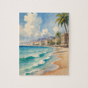 Vintager Stil Monte Carlo Beach Travel Puzzle