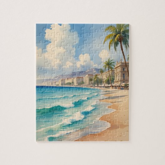 Vintager Stil Monte Carlo Beach Travel Puzzle (Vertikal)