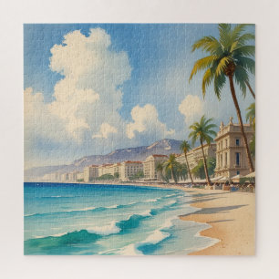 Vintager Stil Monte Carlo Beach Travel Puzzle