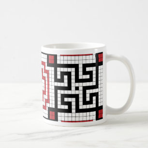Vintager Stil nahtlos Schwarz-weiße und rote Flies Kaffeetasse