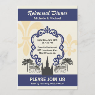 Vintager Stil New Orleans Wedding Event Blue Einladung