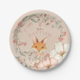 Vintager Stil Niedlich Fox Florals Girl Taufe Pappteller