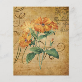 Vintager Stil Orange Floral Scrapbook Paper