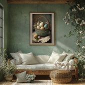 Vintager Stil Ostereier Basket Art Poster