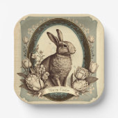 Vintager Stil Osterfrühling Bunny Napkins Pappteller (Vorderseite)