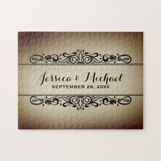Vintager Stil Personalisierte Hochzeit Jahrestag Puzzle (Horizontal)