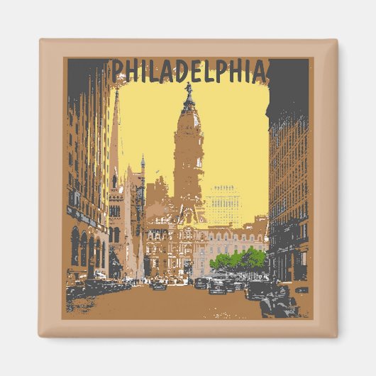 Vintager Stil Philadelphia Rathaus Magnet (Vorne)