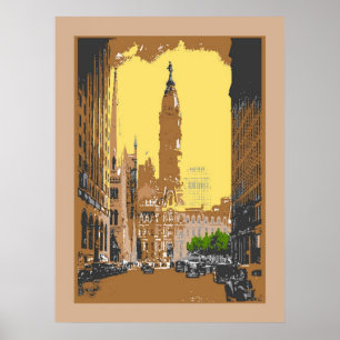 Vintager Stil Philadelphia Rathaus Poster