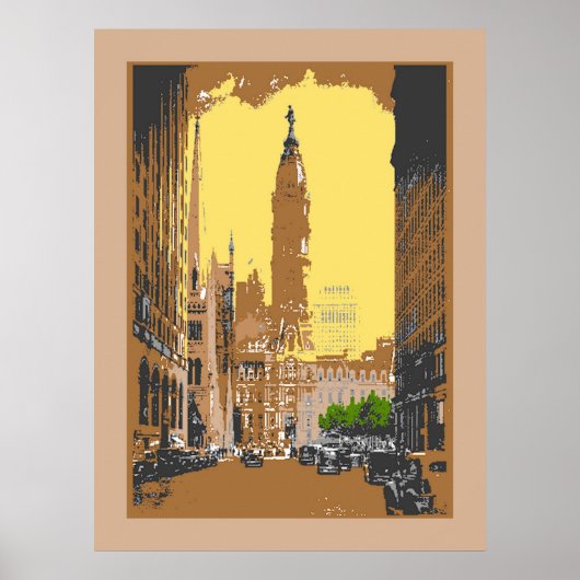 Vintager Stil Philadelphia Rathaus Poster (Vorne)