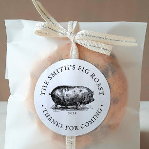 Vintager Stil   Pig Roast Event Vielen Dank Runder Aufkleber