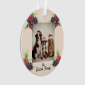 Vintager Stil Pine Cone & Berries Foto Ornament (Vorderseite)