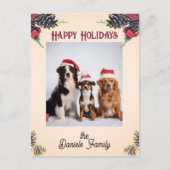 Vintager Stil Pine Cone & Berries Foto Postkarte (Vorderseite)