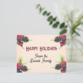 Vintager Stil Pine Cone & Berries Weihnachten Postkarte (Stehend Vorderseite)