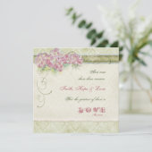 Vintager Stil Pink Hydrangea - Einladung zur Hochz (Stehend Vorderseite)