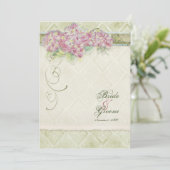 Vintager Stil Pink Hydrangea - Einladung zur Hochz (Stehend Vorderseite)