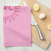 Vintager Stil Pink Sun Burst Custom Monogram Geschirrtuch (Viertel Falte)