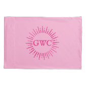 Vintager Stil Pink Sun Burst Custom Monogram Kissenbezug (Rückseite)