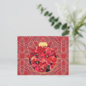 Vintager Stil Poinsettia Blume Rote Postkarte (Stehend Vorderseite)