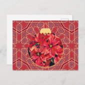 Vintager Stil Poinsettia Blume Rote Postkarte (Vorne/Hinten)
