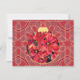 Vintager Stil Poinsettia Blume Rote Postkarte