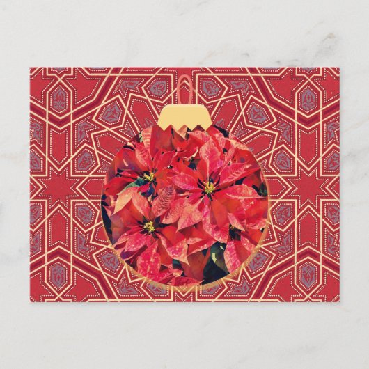 Vintager Stil Poinsettia Blume Rote Postkarte (Vorderseite)