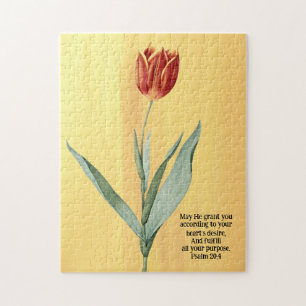 Vintager Stil Red Tulip Blume Glaubenssatz Puzzle