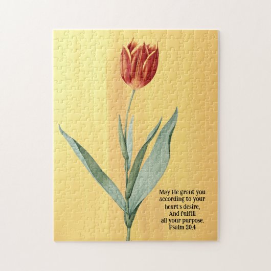 Vintager Stil Red Tulip Blume Glaubenssatz Puzzle (Vertikal)