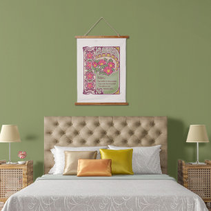 Vintager Stil Rosa Blume Dream Magie Wandteppich Mit Holzrahmen