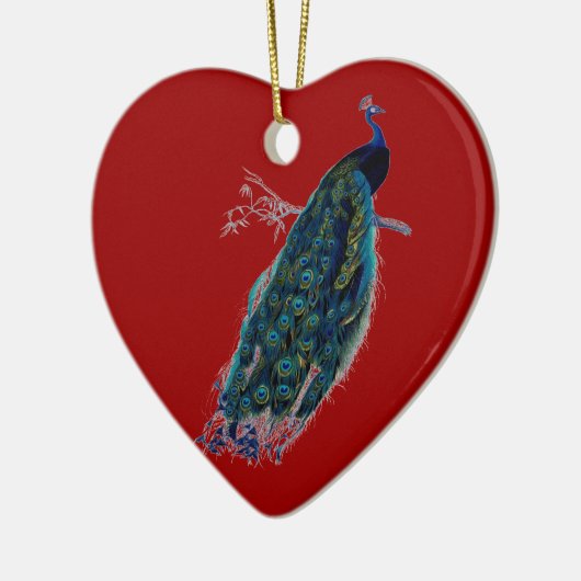 Vintager Stil Rotes Herz Pfau Weihnachtsschmuck (Links)