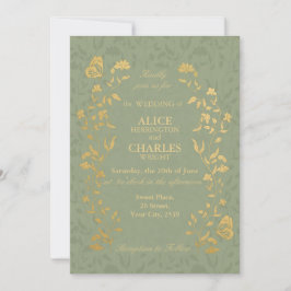 Vintager Stil Sage Green Wedding Einladung