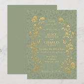 Vintager Stil Sage Green Wedding Einladung (Vorne/Hinten)