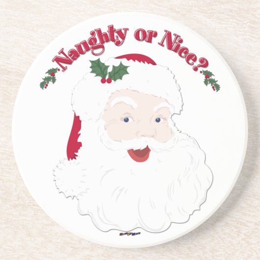 Vintager Stil Santa Naughty oder Nice? Sandstein Untersetzer (Vorne)