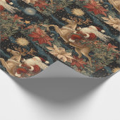 Vintager Stil - Santa Riding Rentier Design Geschenkpapier (Ecke)