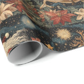 Vintager Stil - Santa Riding Rentier Design Geschenkpapier (Rolleneckpunkt)