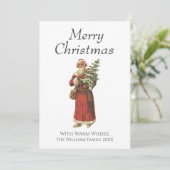 Vintager Stil Santa Tree Frohe Weihnachten (Stehend Vorderseite)