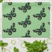 Vintager Stil Schmetterlingsküche Handtuch in Grün (Gefaltet)