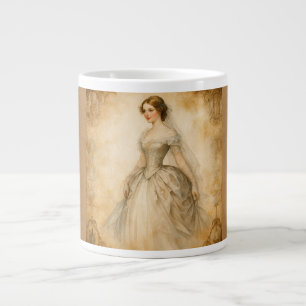 Vintager Stil, schöne Frau, Kunstwerk, antike Jumbo-Tasse