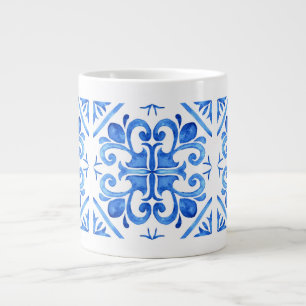 Vintager Stil, schönes Mozaik-blaues Muster Jumbo-Tasse