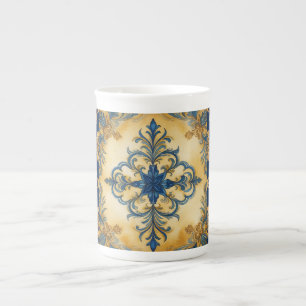 Vintager Stil, schönes Mozaik-Muster, blaues Gold Porzellantasse