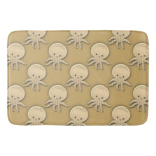 Vintager Stil Sepia Baby Octopus Badematte (Vorderseite)