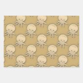 Vintager Stil Sepia Baby Octopus Muster Geschenkpapier Set (Vorderseite 3)