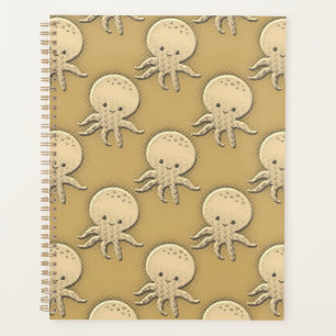 Vintager Stil Sepia Baby Octopus Muster Planer