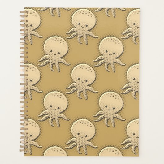 Vintager Stil Sepia Baby Octopus Muster Planer (Vorderseite)