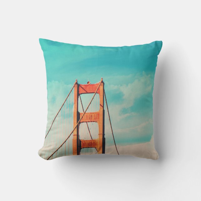 Vintager Stil SF Golden Gate Bridge Kissen (Vorderseite)